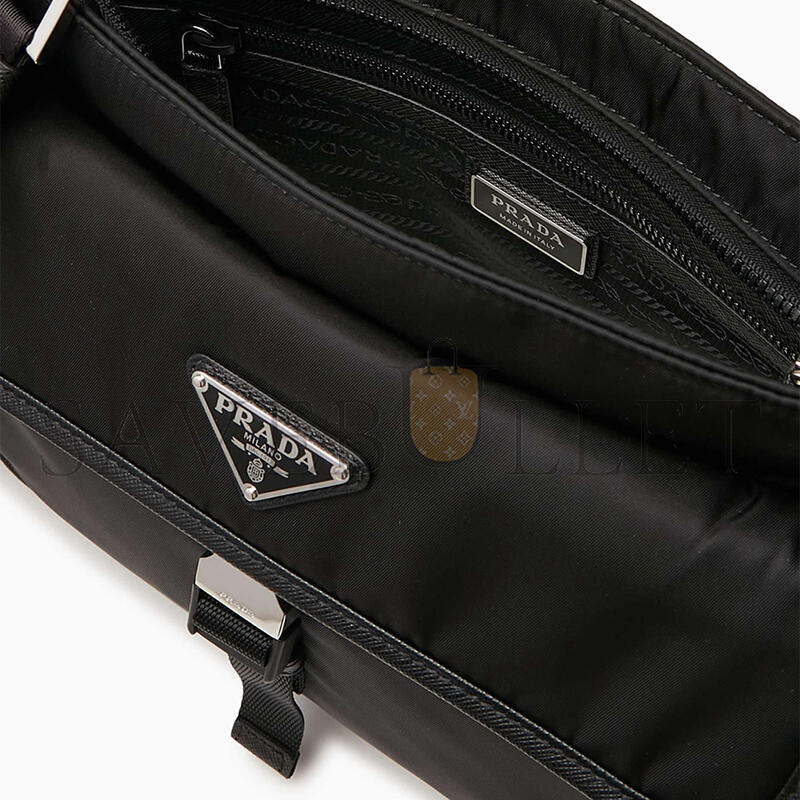 PRADA RE-NYLON AND SAFFIANO LEATHER SHOULDER BAG 2VH110 (25*22*7cm) 